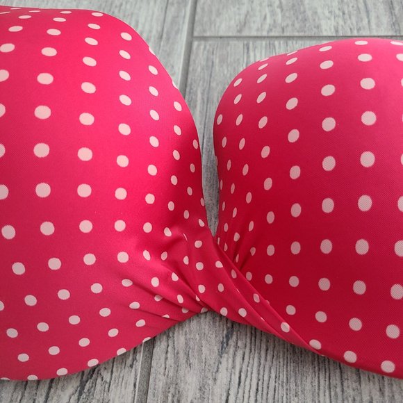 Victoria's Secret women's plunge bra pink with white polka dots size 34D - Picture 11 of 11